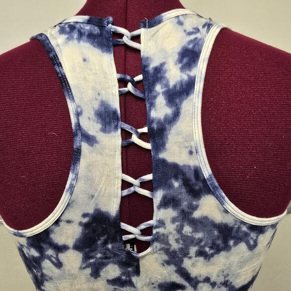 Women's Hollister Blue Tie-Dye Cutout Back Crop Tank Top | Size Small - Picture 6 of 9